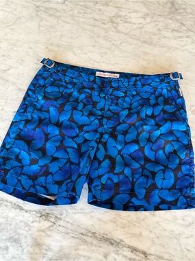 Orlebar Brown Blue Floral-Print Bullfog Swim Shorts, Men’s- size 30
